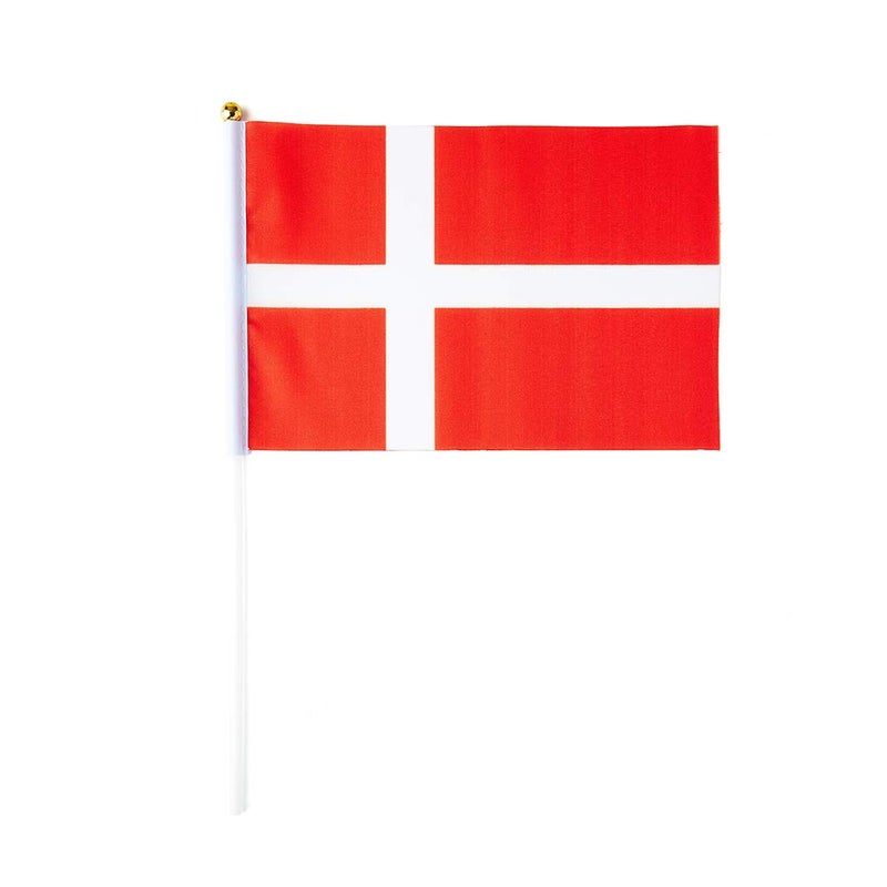 mflagperft Denmark Flag Danish Flag, Small Mini Handheld Denmark Flags on Stick, Ideal for Party Parades Sports Events Patriotic Festival Decorations - Image 2